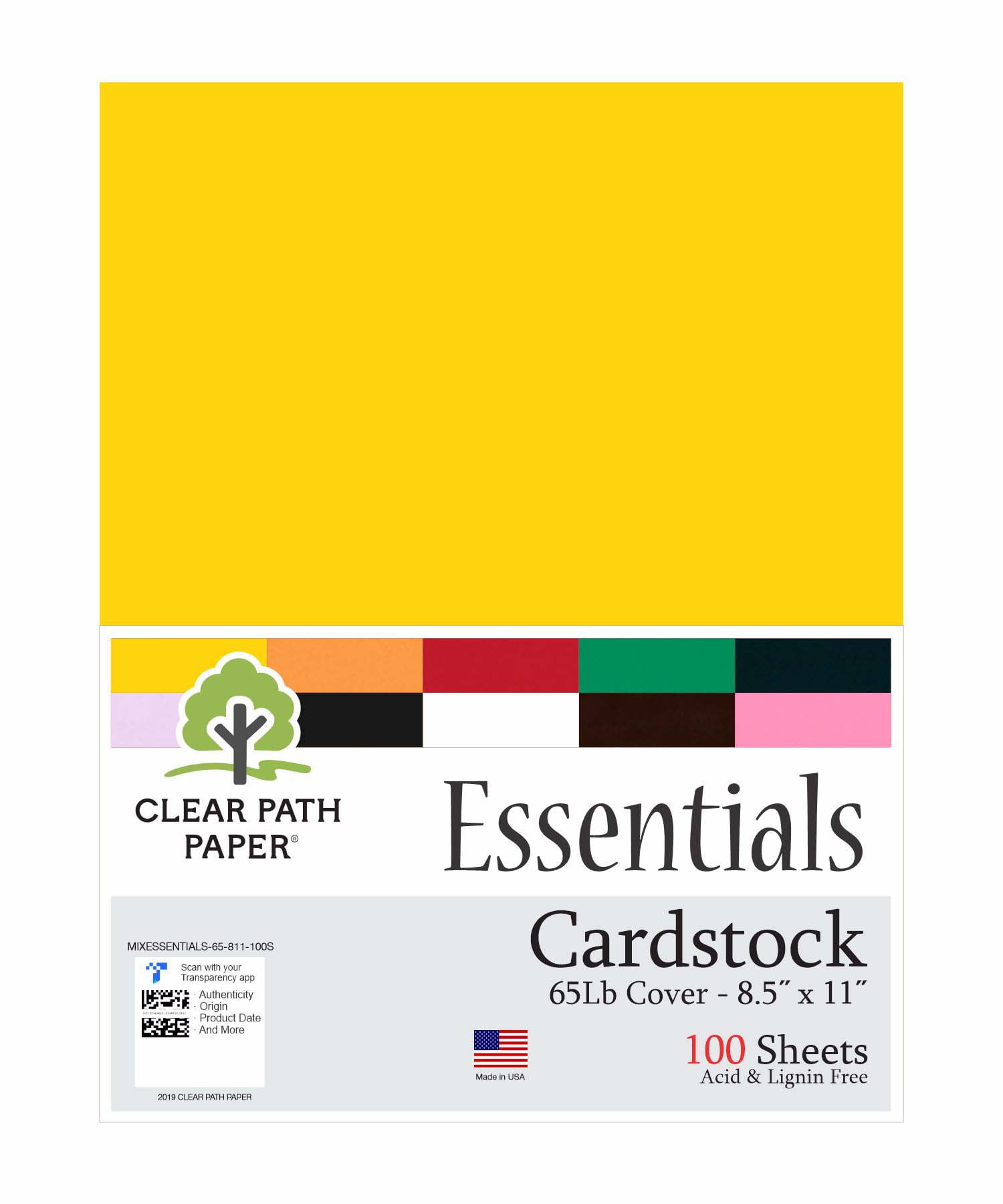 Banana Yellow Cardstock - 8.5 x 11 inch - 65Lb Cover - 100 Sheets - Clear  Path Paper 