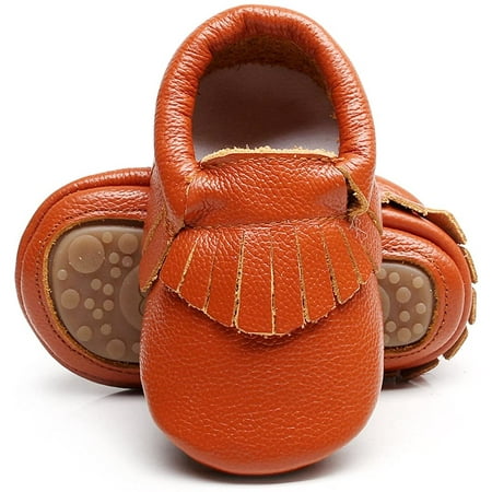 

Leather Baby Moccasins Hard Soled Tassel Crib Toddler Shoes for Boys and Girls
