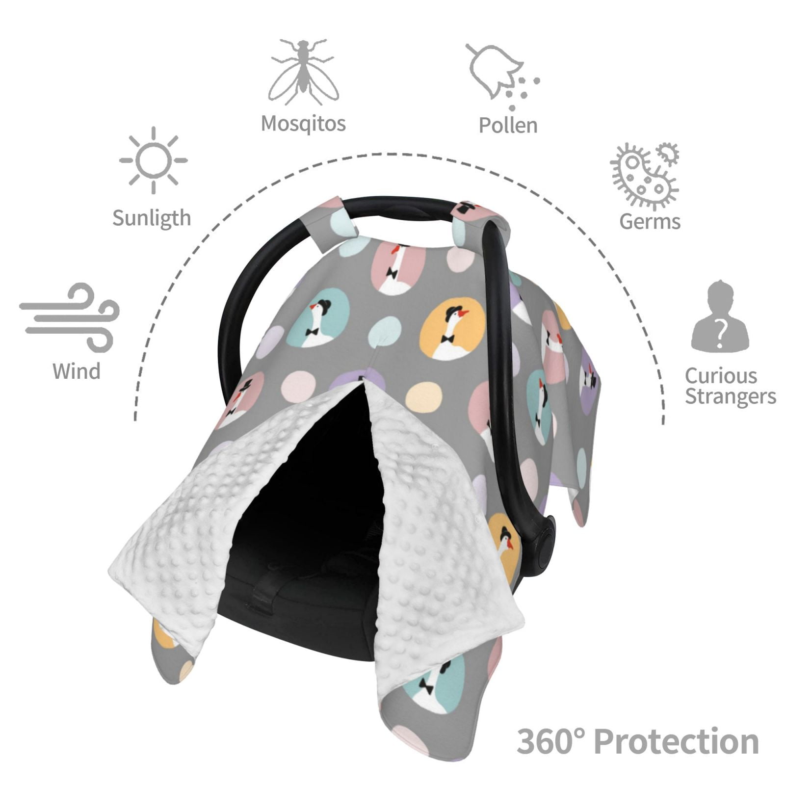 Naloa Cute Geese Baby Car Seat Cover, Breathable Baby Carrier Cover, Multiuse Baby Carrier Cover & Nursing Breastfeeding Cover