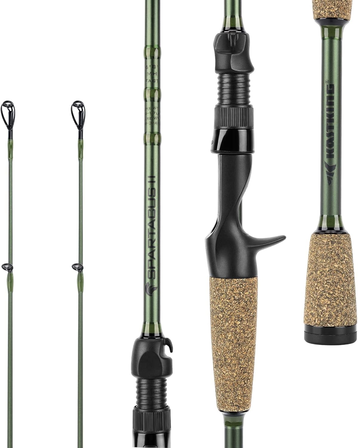 KastKing Fishing Rods - IM6 Graphite Blanks Casting & Spinning Rods, 2-Piece Rods with Extra Tip Section- Spartacus II