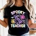 thumbnail image 2 of Spooky Teacher Neon Ghost T-Shirt, Retro Halloween Tee for Educators, 2 of 6