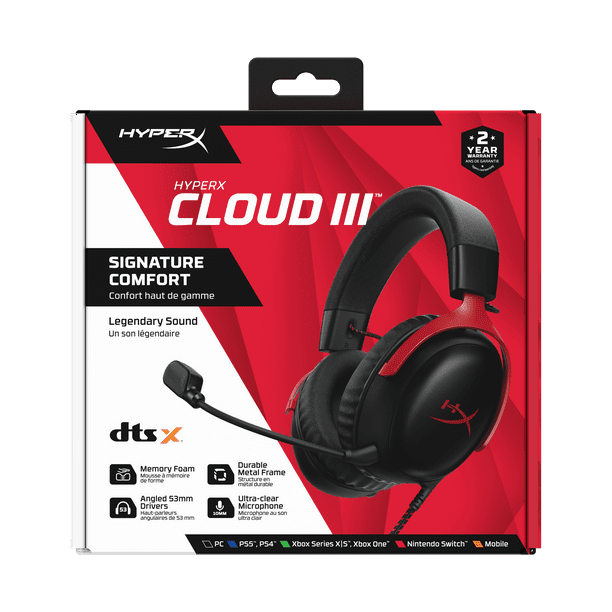 509014ハイパーエックス(HyperX) HyperXCloud III HyperX Cloud III Wired Over-Ear Gaming Headset, Red - Shop Black