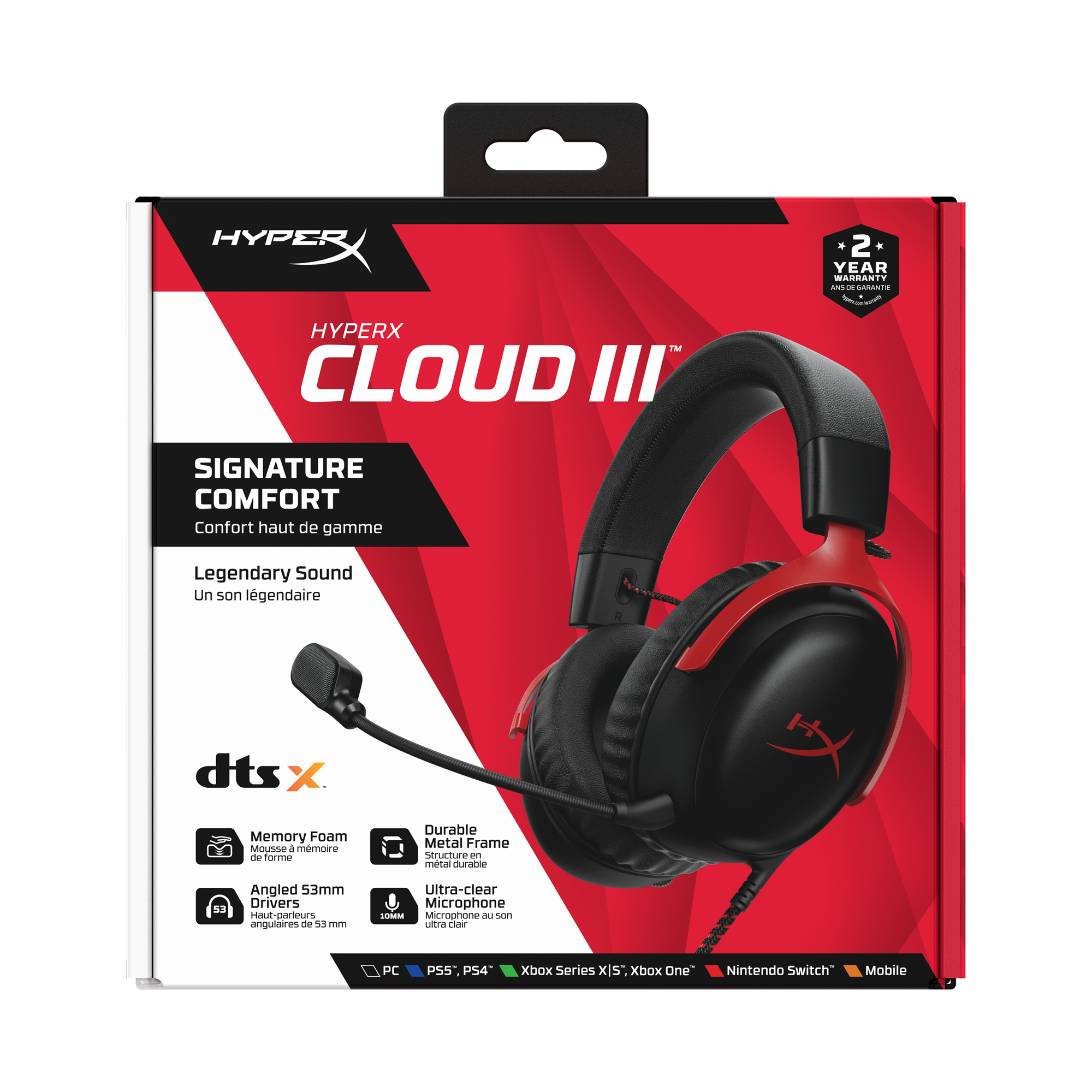 HyperX Cloud III Wired Gaming Headset, Black/Red photo 8