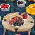 thumbnail image 3 of Mesa de Picnic Plegable de Madera para Exteriores, Estante Portátil 2 en 1 para Copas de Vino, Escritorio Plegable, Estante para Copas de Vino, Mesa, Bandeja de Picnic, 3 of 5