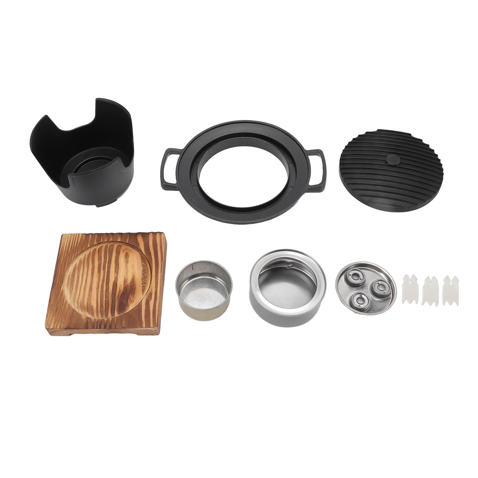 Hibachi Grill Smokeless Tabletop Portable Grill Wooden Frame Aluminium Alloy Easy Assembly Stove Base Barbecue Pot Professional Charcoal Grill For