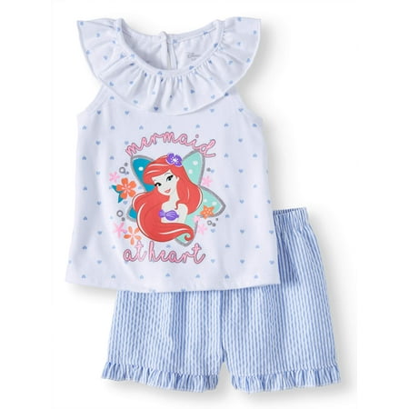 Disney The Little Mermaid Ariel Tank & Shorts, 2pc Outfit Set (Baby Girls)