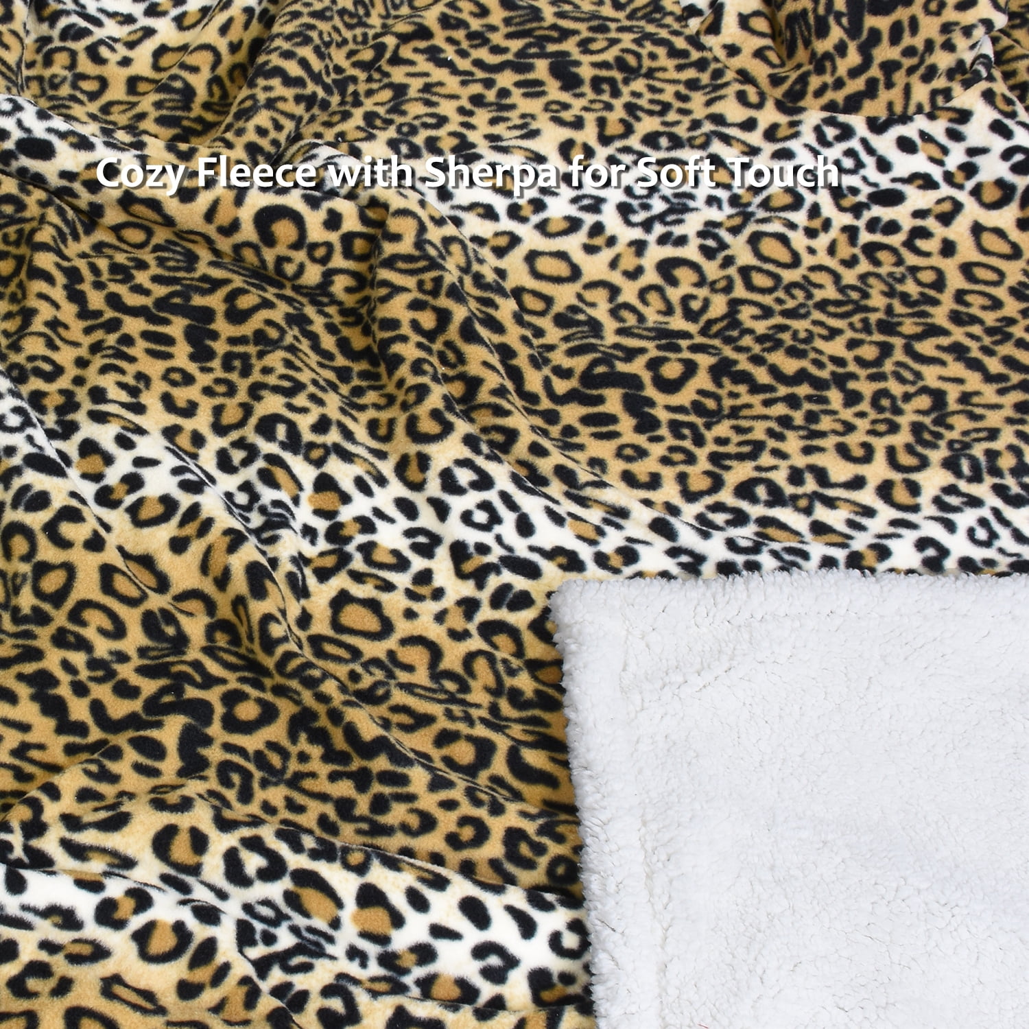 Catalonia Sherpa Wearable Blanket with Sleeves & Foot Pockets for Adult Women Men, Comfy Snuggle Wrap Sleeved Throw Blanket Robe, Gift Idea, Cheetah, 75" x 53"