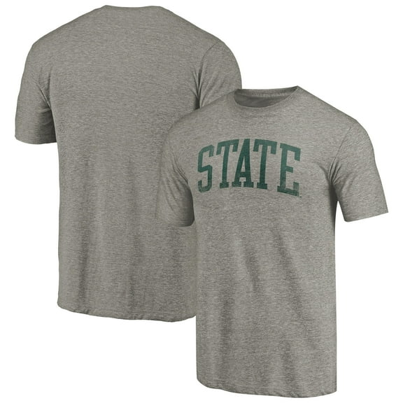 Men's Heathered Gray Michigan State Spartans Arched Battle Cry Tri-Blend T-Shirt