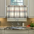 thumbnail image 2 of Yayeee Kitchen Curtains Tier Pair Light Filtering 27"x36" Rod Pocket Short Cafe Window Panel, Beige Plaid Pattern, 2 of 7