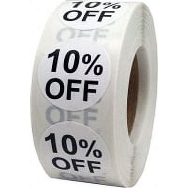 Autocollants Ronds Blancs 10 % de Réduction 0.75 Pouces Pouce Rond Lot de 500