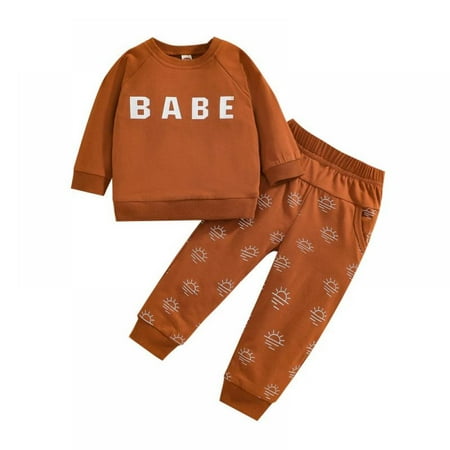 

SYNPOS 0-3T Fall Outfits for Toddler Boy Long Sleeve Top and Long Pants Set Toddler Sweatsuits