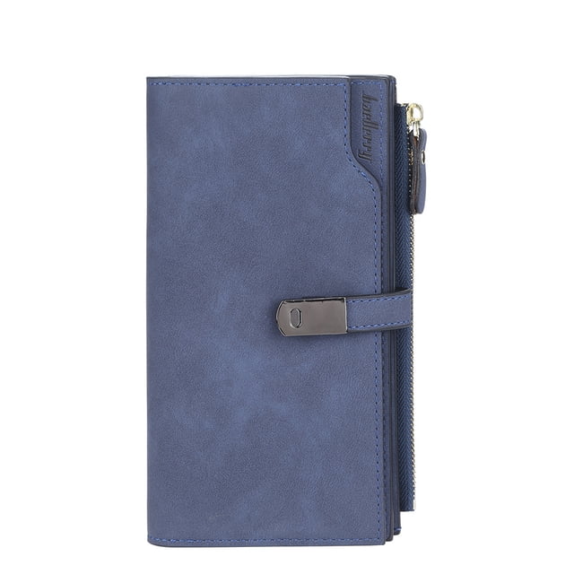 Cartera larga para mujer, billetera con hebilla para múltiples tarjetas, cartera con cremallera para mujer