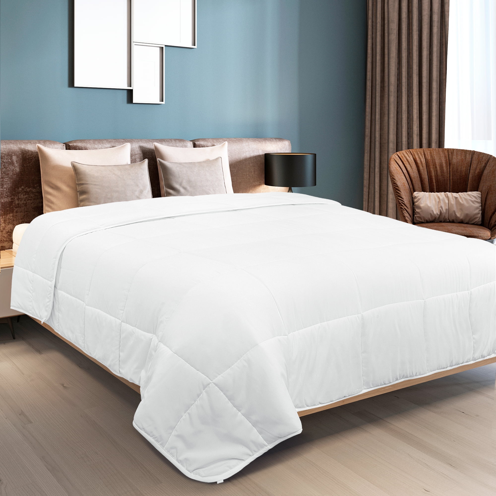 Unique Bargains Quilt Soft Lightweight Down Alternative Comforter White King