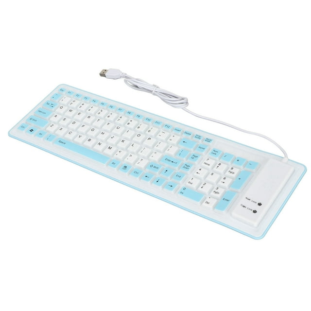 Foldable Silicone Keyboard 103 Keys Keyboard USB Wired Washable Keyboard with Mute Typing for PC Laptop Travel Office