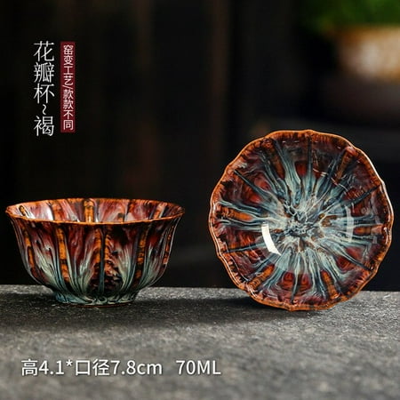 

Ceramics Multicolor Kiln Fambe Porcelain Tea Cup Large Kung Fu Temmoku Glaze Japanese Master Teacup Retro Single Tea Cups