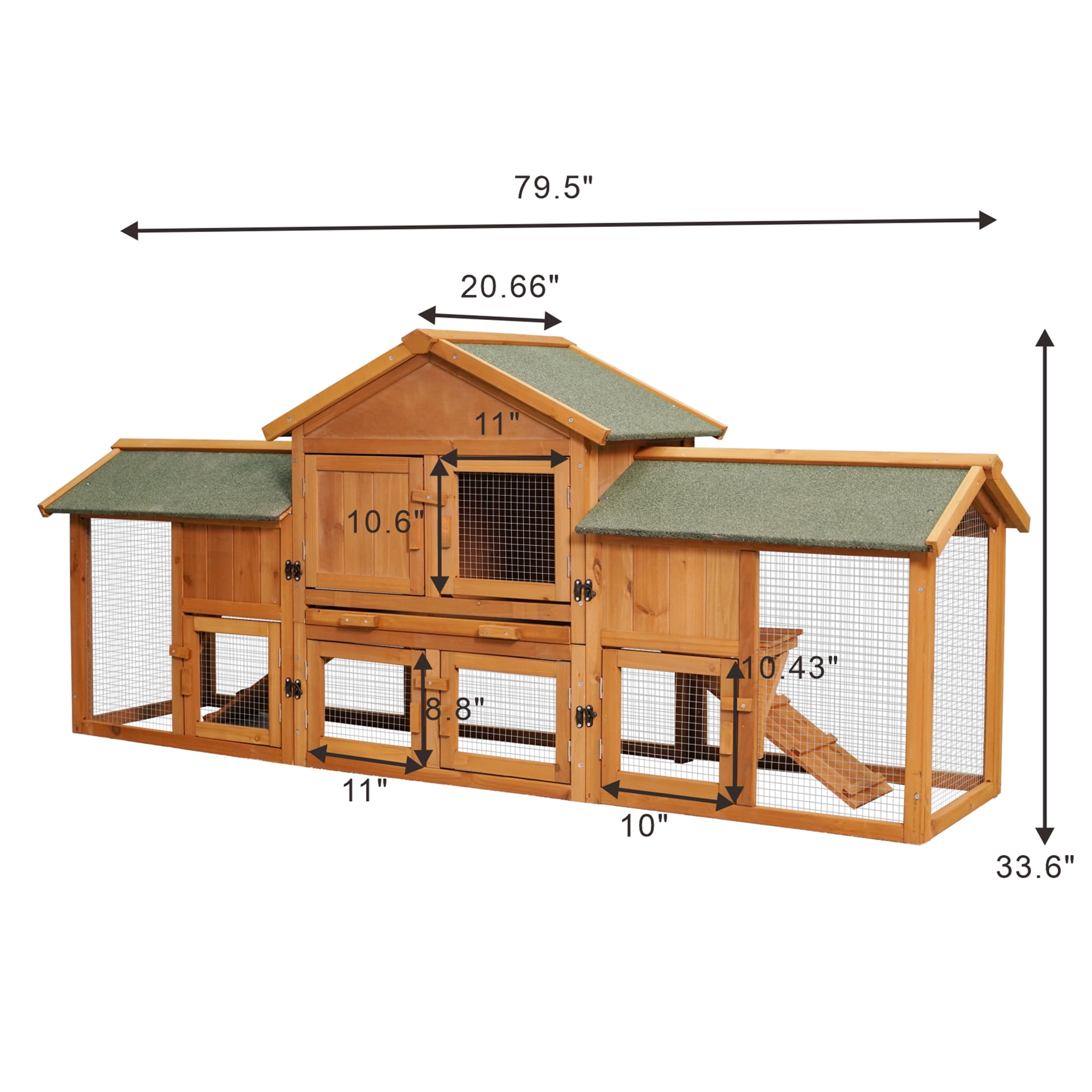 Pefilos 79" Large Rabbit Hutches for Outdoor, Bunny Cage with 2 Runs & Tray, 2-Tier Wooden Hen House with Asphalt Roof for Garden Backyard, Orange Pefilos 79" Large Rabbit Hutches for Outdoor, Bunny Cage with 2 Runs & Tray, 2-Tier Wooden Hen House with Asphalt Roof for Garden Backyard, Orange