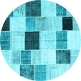 thumbnail image 1 of Ahgly Company Indoor Round Patchwork Light Blue Transitional Area Rugs, 4' Round, 1 of 4