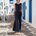 thumbnail image 2 of Lovzfmll Women's Relaxed Crew Neck Sleeveless Solid Maxi Sundress, Loose Casual Vacation Dress Navy, S, 2 of 7