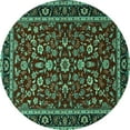 thumbnail image 1 of Ahgly Company Indoor Round Persian Turquoise Blue Traditional Area Rugs, 4' Round, 1 of 4