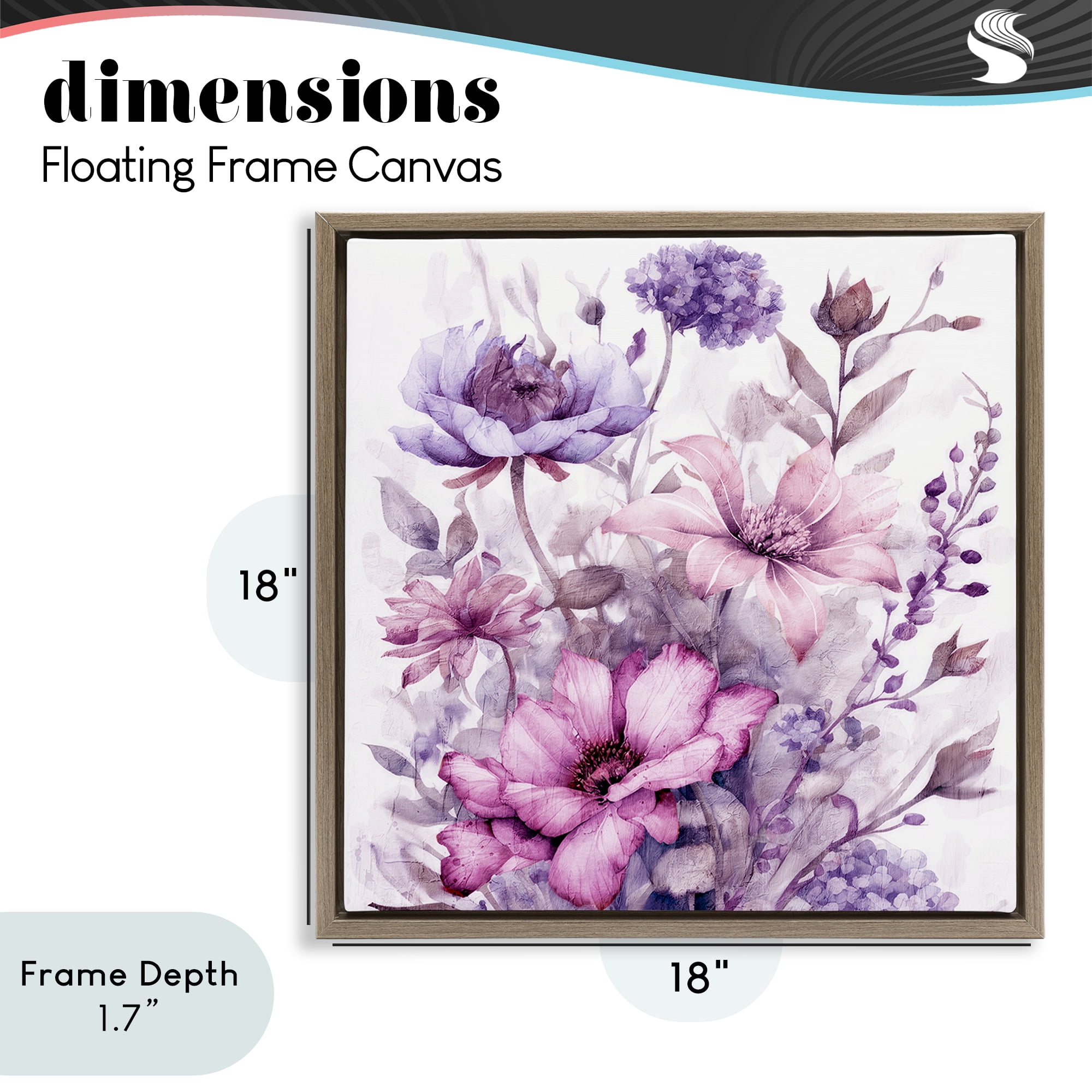 Stupell Industries Purple & Blush Florals Brown Framed Floater Canvas Wall Art, design by Kim Allen