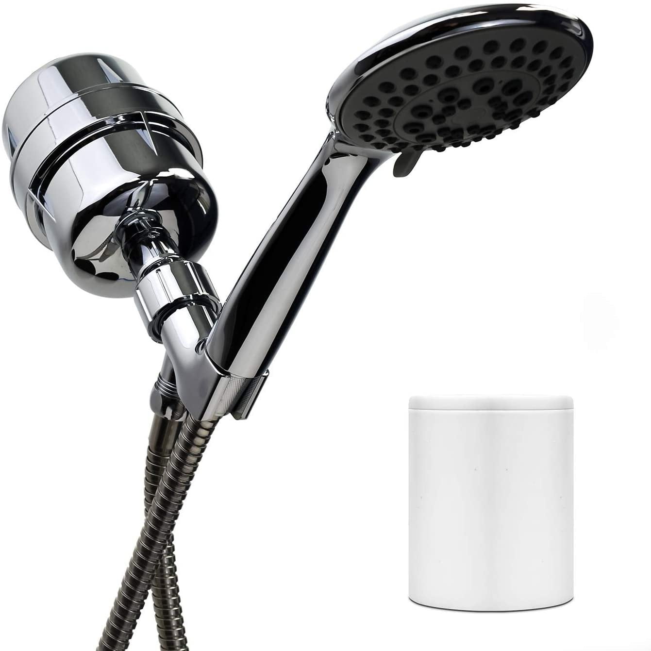 Filtered Handheld Shower Head with Brush Removes Fluoride & Healthy Splash 