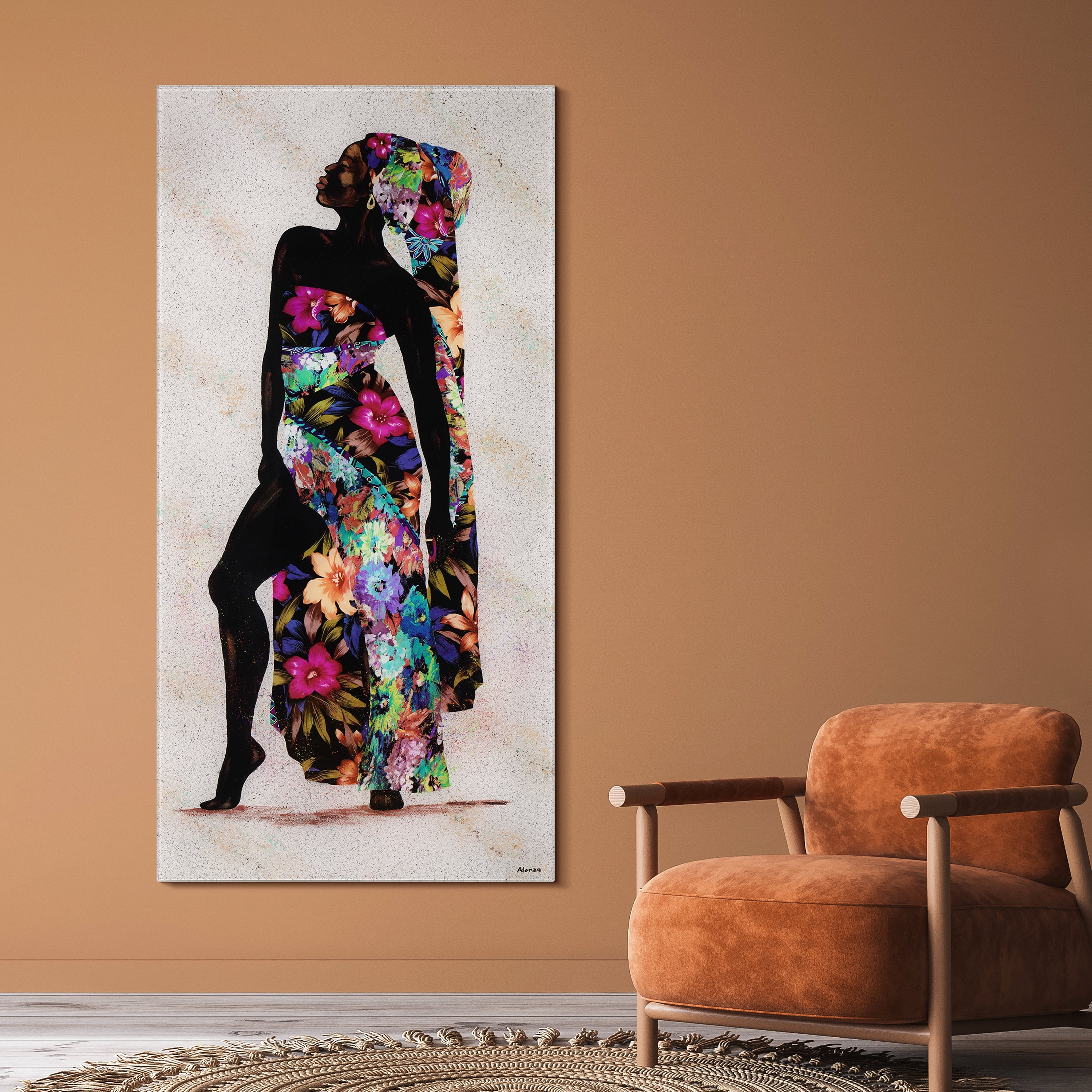 "Her Beauty I" Woman 72"x 36" Frameless Reverse Printed Tempered Art Glass Wall Art