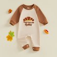 thumbnail image 2 of larppty Newborn Girl Boy Thanksgiving Clothes Infant Sweatshirt Jumpsuit Turkey Romper Baby First Thanksgiving Outfit, 2 of 5