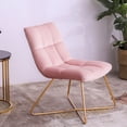 thumbnail image 7 of Duhome Velvet Accent Chair Small Lounge Chair Modern Vanity Chair for Living Room Bedroom with Gold Metal Legs Salmon Pink, 7 of 7