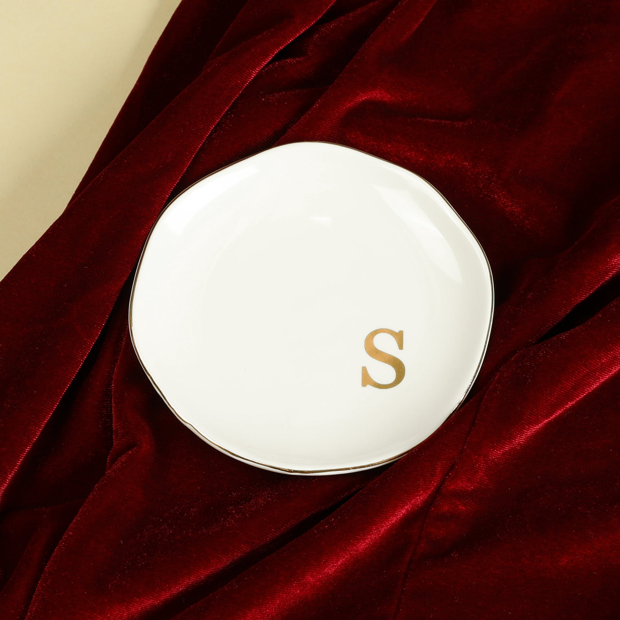 Unique Bargains Ceramic Jewelry Tray Decorative Trinket Dish Gifts Jewelry Boxes White-S