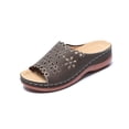 thumbnail image 5 of Women Wedge Sandals Platform Open Toe Strappy Wide Fit Shoes Womens Comfort Ladies Summer Non Slip Walking Shoes Casual Slippers Coffee 7.5, 5 of 7