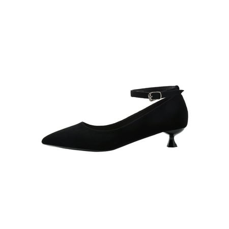 

Woobling Ladies Pumps Pointed Toe Pump Shoes Sexy Stiletto Heels Wedding Heeled Sandals Lightweight Dress Shoe Ankle Strap Anti-Slip Faux Suede Black 3cm 7.5