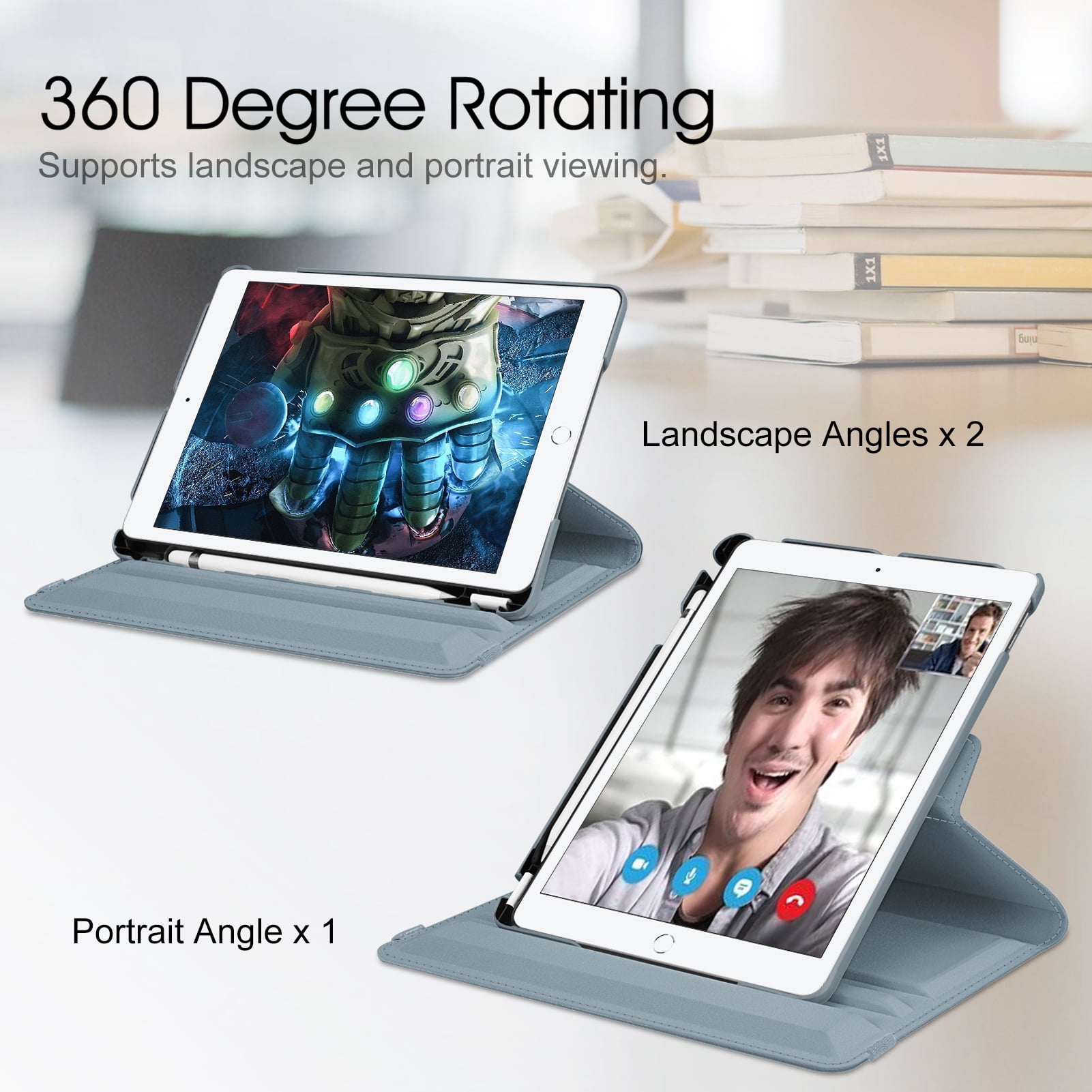 Fintie 360 Rotating Case for 10.2-inch iPad 9th/ 8th/ 7th Generation - Swivel Cover with Pencil Holder for iPad 10.2" (2021/ 2020 / 2019 Model)