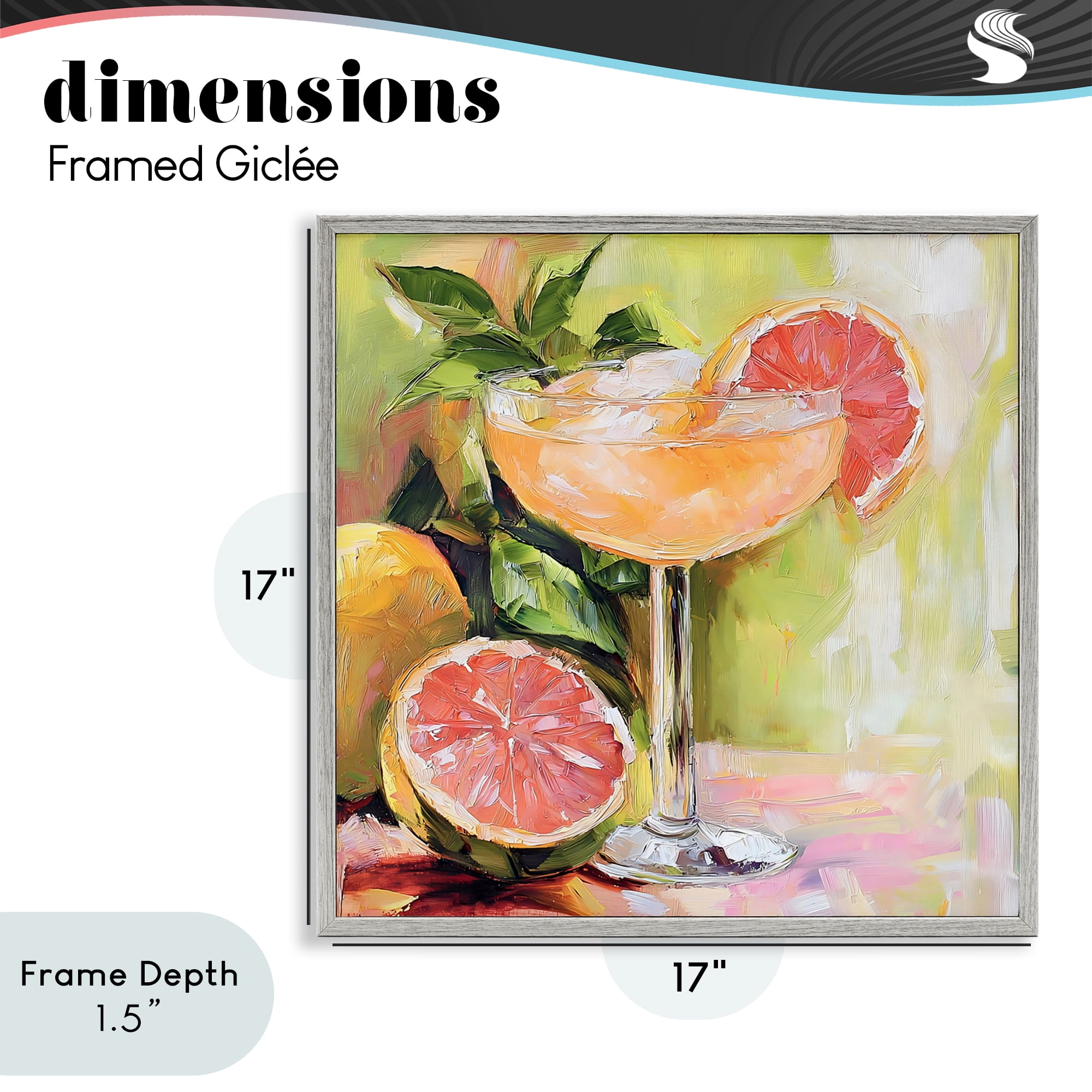 Stupell Industries Grapefruit Summer Cocktail Gray Framed Giclee Art, design by Riley B