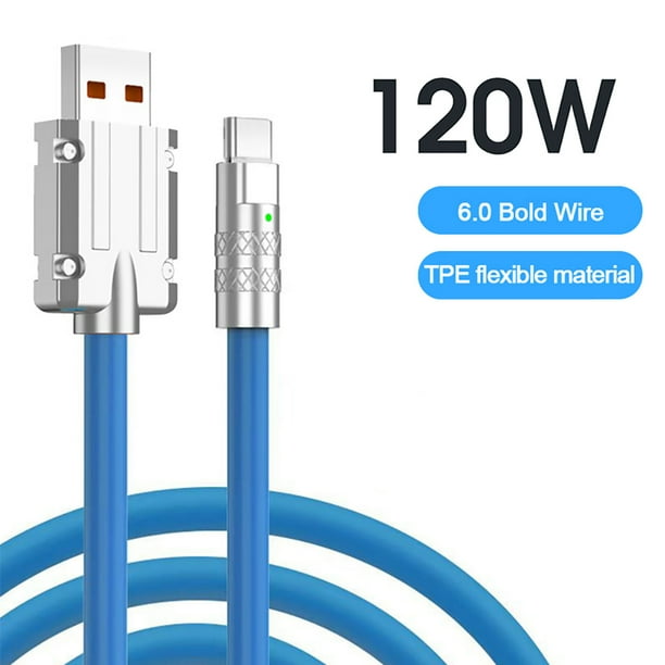 Cable de carga rápida USB tipo C de 120 W 6 A para (2 m azul) Likrtyny Para estrenar