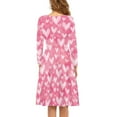 thumbnail image 3 of Renewold Comfy Outdoor Party Play Work Midi Dress Pink Love Pattern Long-SLeeve Knee Length Jumpskirt Valentine's Day Swing Twirl Clothes for Women Size S, 3 of 7