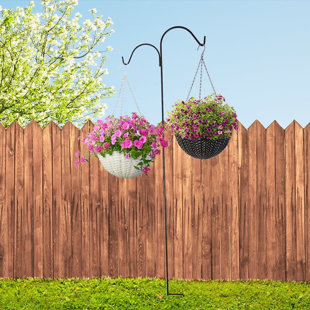 Expert Gardener 84" Black Double Offset Metal Shepherd Hook