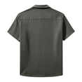thumbnail image 6 of ZVNAΖH Men's Casual Textured Short Sleeve Shirt, Plain Button Down Cuban Collar Top for Daily & Vacation, S-3XL, 6 of 7