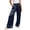 A581 Navy, variant on Glisme Pants For Women Solid Color Elastic Waist With Pockets And Drawstring Summer Quick Dry Women Wide Leg Trousers Size L Red