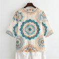 thumbnail image 6 of Tutolipy Mandala Print Linen-Style Women’s Blouse, Linen-Like Linen-Look Women's Blouse for Daily Wear Daily Outing Coastal Style, Size X-Large, 6 of 9