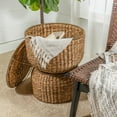 thumbnail image 5 of happimess SAT1000A Bhola 18" Hourglass Handwoven Hyacinth Storage Accent Table with Lid, Natural, 5 of 9