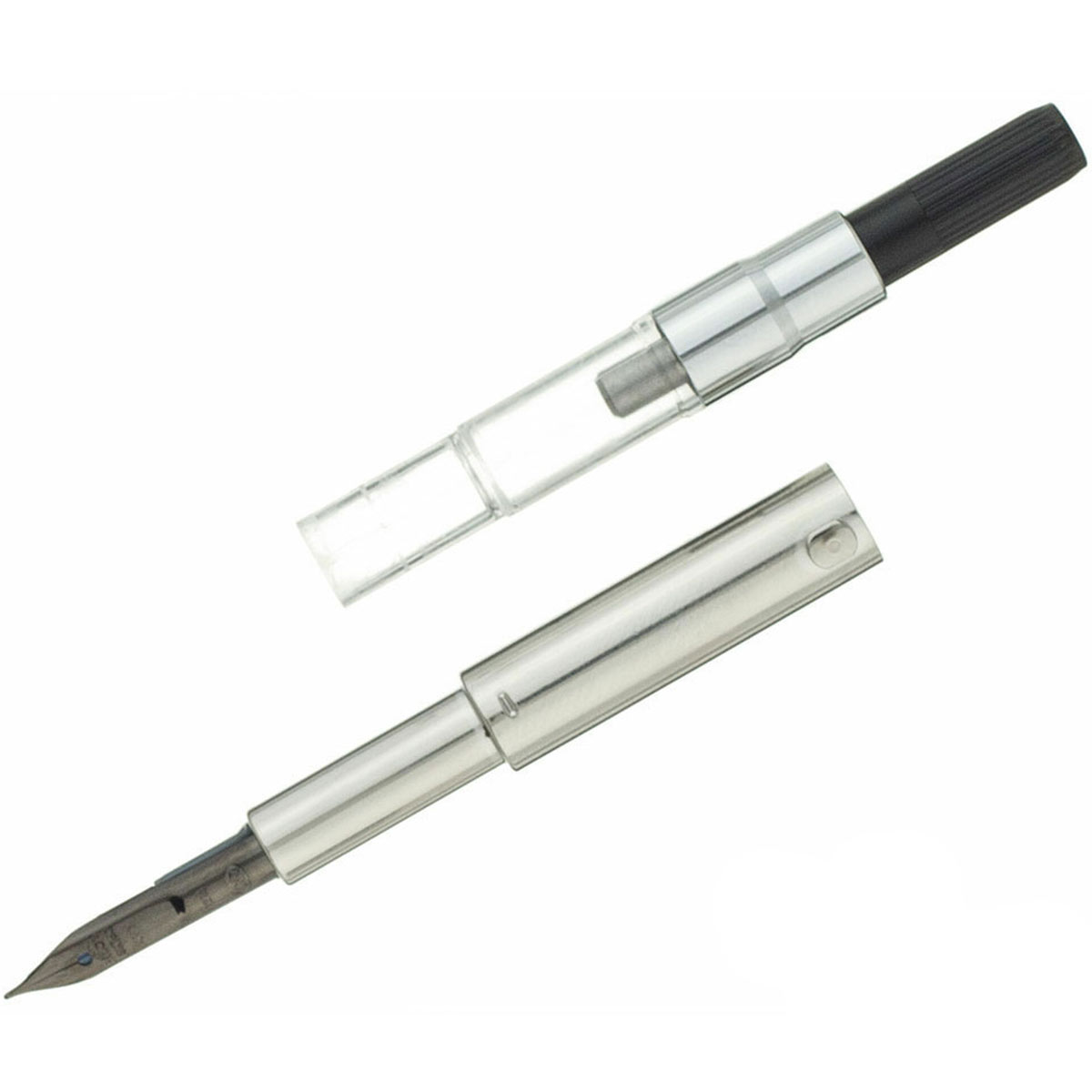 Pilot 60745 Namiki Vanishing Point Fountain Pen Black White Metal Push Button, EF Nib
