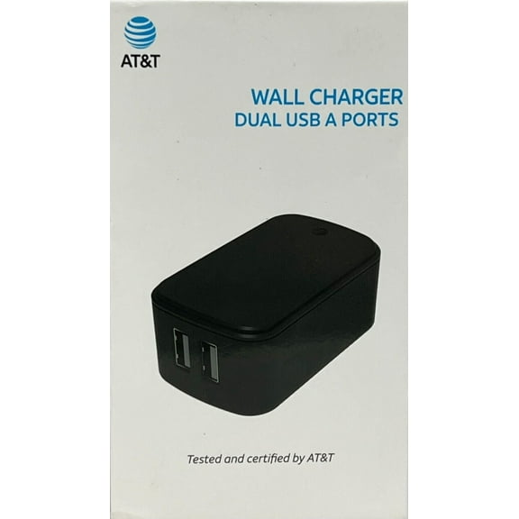 AT&T Dual USB-A 4.8 Amp Wall Charger - Black