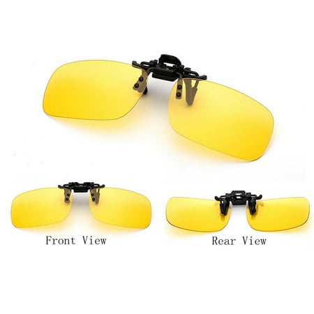 Polarized Glasses Day Night Vision Driving Sunglasses Clip-on Flip-up Lens Color:Yellow