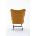 thumbnail image 5 of Modern Accent Rocking Chair for Nursery, Teddy Velvet Fabric Rocking Chair with Safe Solid Wood Glider Rocker Base, Upholstered High Wingback Leisure Recliner Chair, for Living Room Bedroom, Balcony, 5 of 9