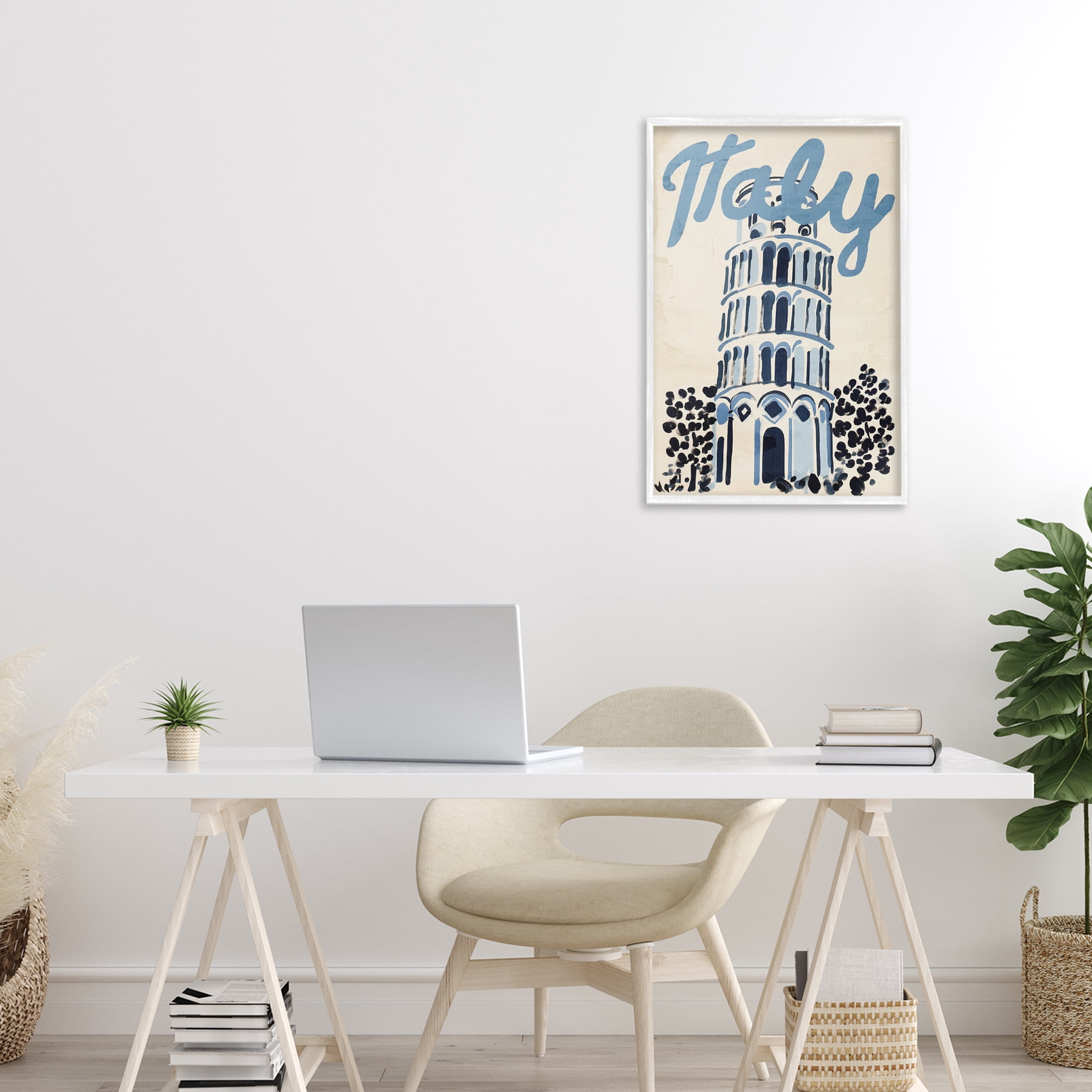 Stupell Industries Blue & Beige Italy Travel White Framed Giclee Art, design by Annabelle Hall