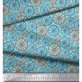 thumbnail image 3 of Soimoi Blue polyester Crepe Fabric Wheel Ethnic Decor Fabric Printed Yard 52 Inch Wide, 3 of 3