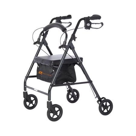 Rhythm Healthcare Royal Aluminum Rollator - 4 Wheel Walker with Seat - Slate Gray