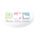 thumbnail image 1 of CafePress - Peace, Love, Corgis - Sticker (Oval), 1 of 1