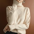 thumbnail image 6 of Gkeoshab Sweatshirt Women's High Neck Knit Pullover Sweater - Oversized Soft Long Sleeve Top for Cozy Winter Fashion and Layering Beige XL, 6 of 6