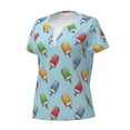 thumbnail image 2 of Goofa Modern Ice Cream Pattern Womens Deep V Neck Low Cut Tops Casual Summer Short Sleeve Ribbed Knit T-Shirts-XX-Large, 2 of 5
